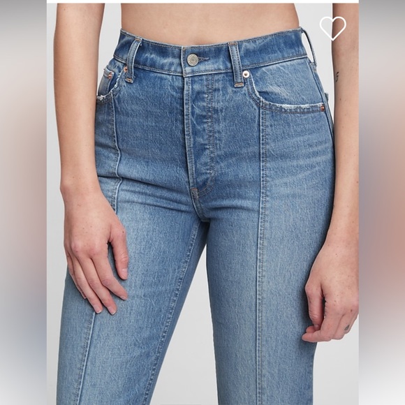 New Gap Straight Jeans High Rise Cheeky Washwell 28 short / cropped - Picture 3 of 6